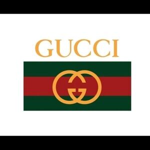Gucci Gold Lettering with Green and Red Stripes